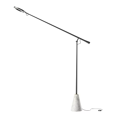 Modern Floor Lamp With Black Metal Stand And White Conical Base 3d model