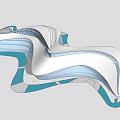 Modern Abstract Architectural Design With Curved White And Blue Structural Elements In 3d model