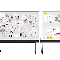 Modern Whiteboard Office Whiteboard Post-it Notes Paper Holder Whiteboard Kanban Mobile Whiteboard Post-it Notes Message Board Photo Wall 3d model
