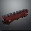 Red BNSF Freight Train Car With Metal Roof Design And White Logos
