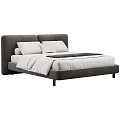 Modern Double Bed With Multiple Color Headboard Options Black Green Brown Grey Beige 3d model