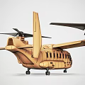 Tan And Gray Twin Rotor Military Transport Helicopter With Large Rotors