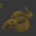 Brown Scaled Snake Coiled on Gray Background with Detailed Texture 3d model