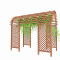 Wooden Pergola With Lattice Design And Climbing Green Plants For Garden