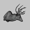 Realistic Deer Head Mount With Large Antlers On Gray Background 3d model