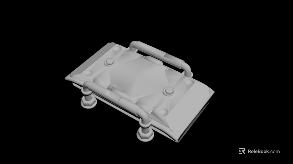 White Plastic Utility Tray With Handle And Four Support Legs 3d model 