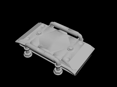 White Plastic Utility Tray With Handle And Four Support Legs 3d model