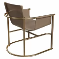 Modern Leather Chair With Gold Metal Frame And Gray Upholstered Seat Design