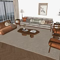 Nordic Sofa Coffee Table Combination 3d model