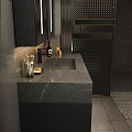 Modern Bathroom Vanity With LED Mirror Marble Countertop Cabinet And Towel Rack