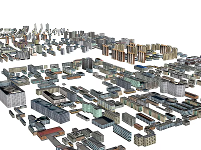 Aerial Planning View of Urban Layout with Detailed Building Structures and Street Design 3d model