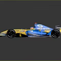 Blue And Yellow Renault Formula 1 Race Car With Total Microsoft Mobil Logos