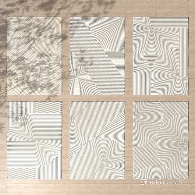 Set of Square Rugs With Geometric Patterns And Light Shadow 3d model 
