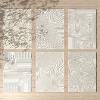 Modern Square Carpet Cream Wind Carpet Combination 3d model