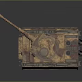 Detailed Military Tank Model With Camouflage Paint Number 211 Cannon And Tracks Design