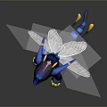 Blue Fantasy Creature Character With Wings Yellow Claws And Orange Accents Standing Pose