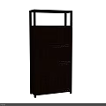 Chinese Style Solid Wood Bookcase With Multiple Compartments Vertical Stripes And Cabinet Doors