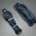 Multiple Human Figures Wrapped In Black Satin Fabric With Blue Straps 3d model