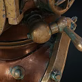 Retro diving helmet wetsuit 3d model