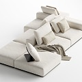 Modern Multiplayer Sofa Large Flat Multiplayer Sofa 3d model