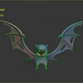 Cartoon Bat Character With Spread Purple Pink Gradient Wings And Smiling Expression On Dark Background 3d model