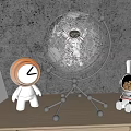 Astronaut Ornaments Combination Micro Square Transparent Globe Desktop Ornaments Combination 3d model