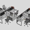 Modern Office Workspace With Partitioned Desks Computer Monitors And Ergonomic Chairs