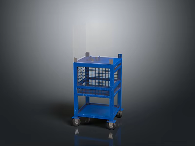 Blue Storage Shelf Cart with Wheels and Mesh Design for Utility Storage Use 3d model