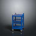 Blue Storage Shelf Cart with Wheels and Mesh Design for Utility Storage Use