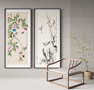 New Chinese Plant Painting Decorative Painting 3d model