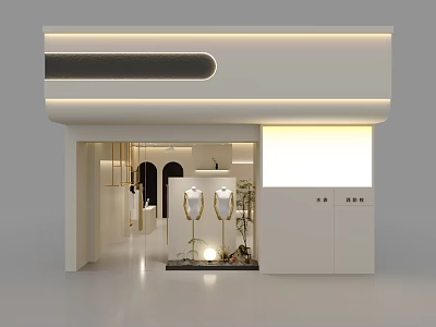 Modern Minimalist Clothing Store Interior With Mirrors Lighting And Display Racks 3d model
