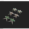 Decorative Butterfly Ornaments With Intricate Patterns And Green Accent Details