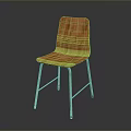 Modern Orange Wooden Chair Furniture With Sleek Metal Legs And Curved Seat Design