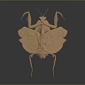 Golden Mantis Sculpture With Intricate Wing Patterns And Metallic Texture 3d model