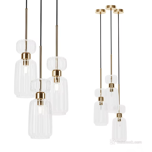 Modern Ceiling Lights With Transparent Glass Shade And Golden Metal Accents For Interior Decor 3d model 