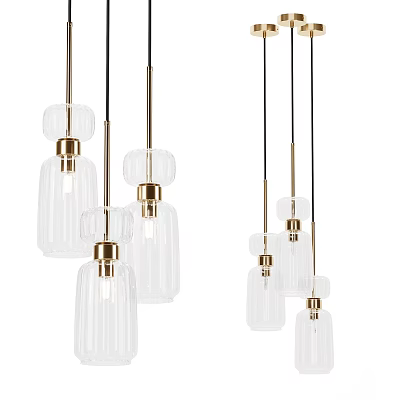 Modern Ceiling Lights With Transparent Glass Shade And Golden Metal Accents For Interior Decor 3d model