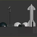 modern rocket engine 3d model