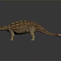 Realistic Detailed Brown Armored Ankylosaurus Dinosaur Model With Spikes On Dark Background