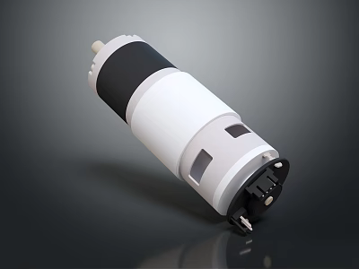 Cylindrical White And Black Small Mechanical Device With Metal Parts And Connectors 3d model