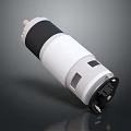 Cylindrical White And Black Small Mechanical Device With Metal Parts And Connectors