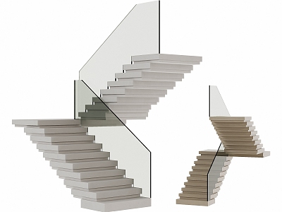 stair handrail stair glass stair 3d model