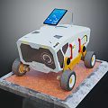 Mars Rover Model With Solar Panel Yellow Robotic Arm And Martian Surface Base 3d model