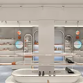 Modern Shoes And Bags Store Interior With Shelves Display Stands And Products