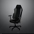 Ergonomic Black Gray Gaming Chair With Adjustable Armrests And Swivel Base