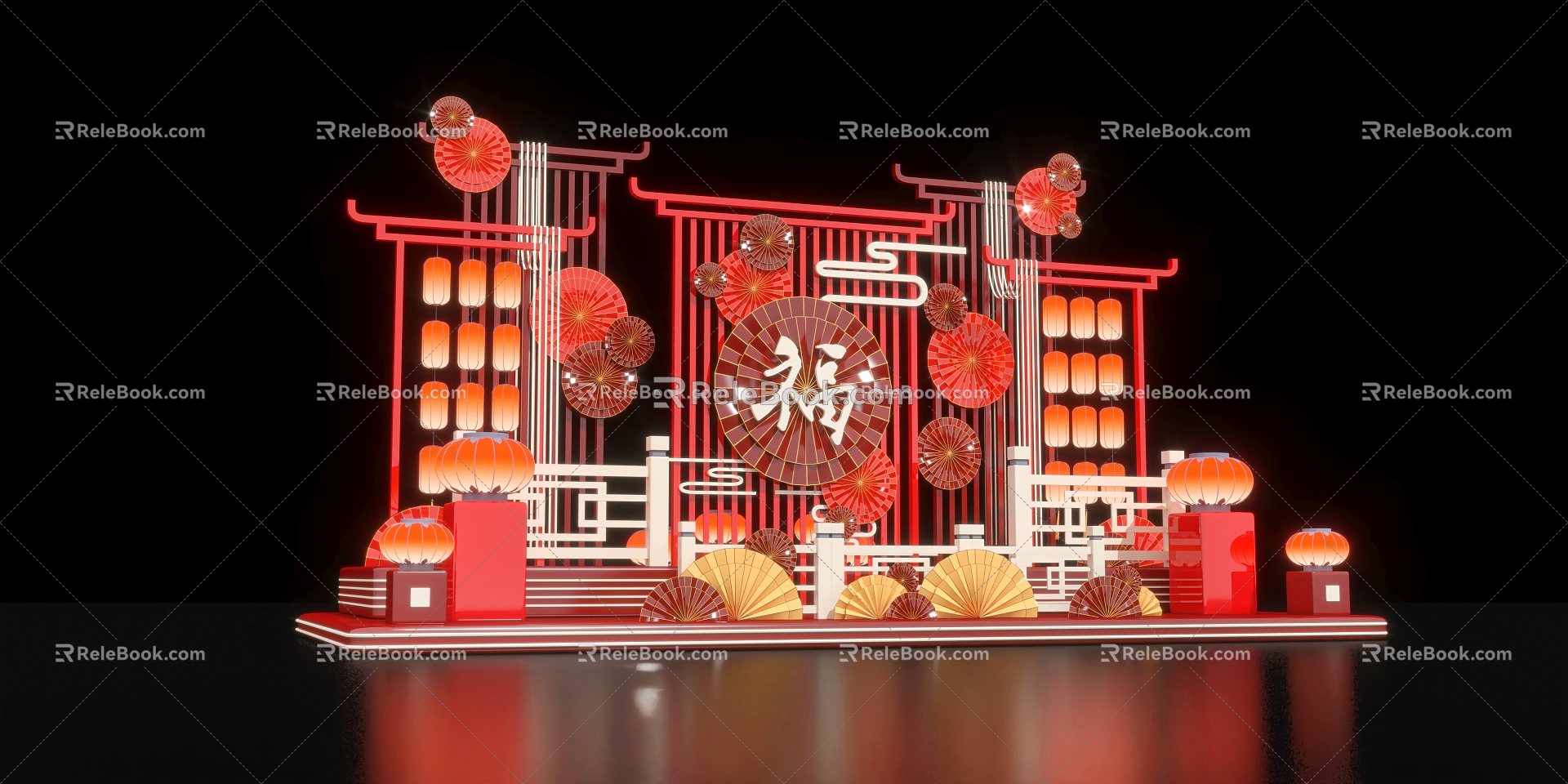 Chinese Style Beautiful Chen New Year Beautiful Chen New Chinese Style Beautiful Chen Lantern Beautiful Chen Lantern Group Scene New Year Element Festival 3d model