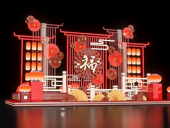 Chinese Style Beautiful Chen New Year Beautiful Chen New Chinese Style Beautiful Chen Lantern Beautiful Chen Lantern Group Scene New Year Element Festival 3d model