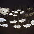 Cloud Shaped Chandeliers Multiple Hanging In Various Colors And Sizes On Dark Background 3d model