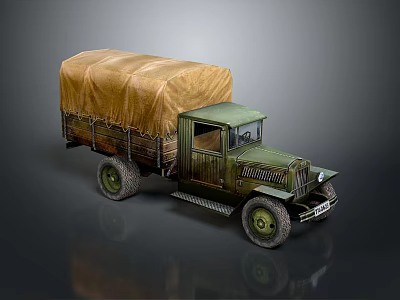 Functional Military Truck With Canvas Cover And Cargo Bed 3d model