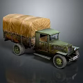 Functional Military Truck With Canvas Cover And Cargo Bed