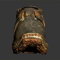 Vintage Leather Shoe With Worn Texture And Colorful Edge Decorations
